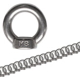 20x Edelstahl M8 Ringmutter V2A 304 - Ösenmutter Augenmutter Ringösen Traglast 350 kg Hebegeräte Hebezubehör Heberingmutter Hebering Loch für Kabelseil Eye nut Ähnlich-DIN582
