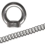 20x Edelstahl M8 Ringmutter V2A 304 - Ösenmutter Augenmutter Ringösen Traglast 350 kg Hebegeräte Hebezubehör Heberingmutter Hebering Loch für Kabelseil Eye nut Ähnlich-DIN582