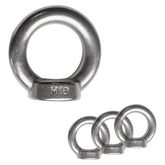 4x Edelstahl M10 Ringmutter V2A 304 - Ösenmutter Augenmutter Ringösen Traglast 600 kg Hebegeräte Hebezubehör Heberingmutter Hebering Loch für Kabelseil Eye nut Ähnlich-DIN582
