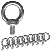 10x Edelstahl M10x17mm Ringschraube V2A 304 Ösenschraube Traglast 600 kg Augbolzen Augenschraube Augschraube Schraubösen Ringbolzen Ösenbolze Eye