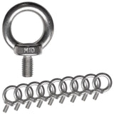 10x Edelstahl M10x17mm Ringschraube V2A 304 Ösenschraube Traglast 600 kg Augbolzen Augenschraube Augschraube Schraubösen Ringbolzen Ösenbolze Eye