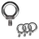 4x Edelstahl M12x20mm Ringschraube V2A 304 - Ösenschraube Traglast 1000 kg Augbolzen Augenschraube geschlossen Heberingschraube Augschraube Schraubösen Ringbolzen Ösenbolze Eye bolt Ähnlich-DIN580