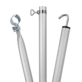 Aluminium Dachhakenstange Zeltstange - mit Klemme und Haken - teleskopierbar 210-290 cm - Ø28/25 mm 3 Teile - leicht stabil Ersatz Gestänge Zelt Vorzelt - Camping Teleskopstange Dachstange