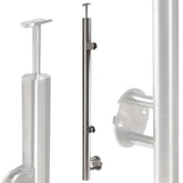 Edelstahl Geländerpfosten Endpfosten rechts mit Glashalter 10mm und Handlauf-Träger - 42,4mm - Wangemontage V2A - seitliche Montage vormontiert - Glasgeländer Geländerstützen Pfosten Zaunpfosten aussen