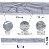 Bodenschürze Wohnwagenschürze 600x50 cm - Grau - mit 2 großen Aufbewahrungstaschen 95x85x30cm - Windschutz für Vorzelt Windblende Wangenschürze Camping Zubehör