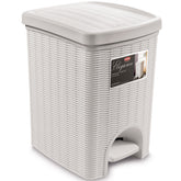 Mülleimer Treteimer 20 Liter mit separatem Inneneiner eckig 30x27x37cm Rattanoptik Kunststoff - Pedal zum Öffnen und Schliessen - Küche Pedaleimer Papierkorb Eimer Abfalleimer Abfallbehälter Mülltonne