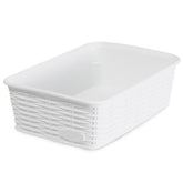 Aufbewahrungskörbchen WEIß Rattan-Optik - klein 19.5x13x6cm - LEBENSMITTELECHT Ordnungskorb Ordnungsbox Schubladenorganizer Schublade Organizerbox Ordnungssystem
