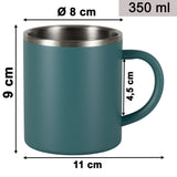 Melamin Geschirr Set Türkis für 4 Personen 16 Teile mit Edelstahl Thermo Tassen doppelwandig - Tonoptik Essgeschirr - Campinggeschirr Picknick ideal für Camping modern Outdoor