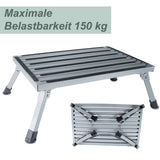 Caravan Trittstufe Klappbare Stufe 72x61x23 cm aus Stahl bis zu 150kg belastbar mit Anti-Rutsch-Trittfläche Einstiegshilfe Einzeltritt Faltbar Wohnwagen Wohnmobil Fußbank Trittleiter