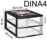 Schubladenbox DIN A4 35,5x26,5 klar - Kunststoff Schubladen Organizer Drawer Tower Box für Schreibtisch Easy-Pull-System