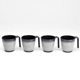 Melamin 4 Tassen 300 ml ideal für Camping - Schwarz-Grau - Stapelbar - Steingutoptik Trinkbecher Kaffeetasse Kaffeebecher