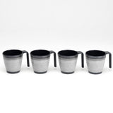 Melamin 4 Tassen 300 ml ideal für Camping - Schwarz-Grau - Stapelbar - Steingutoptik Trinkbecher Kaffeetasse Kaffeebecher