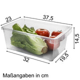 Kühlschrank-Organizer 37x23x14,5 cm durchsichtig mit Griff - aus Acryl Aufbewahrungsbox Fridge Organizer Kühlschrankbox BPA-frei Speisekammer Vorratsschrank transparent Küchenschrank Box