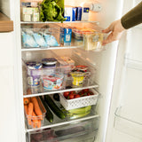 6x Kühlschrank-Organizer 37cm lang in 3 Größen durchsichtig stapelbar mit Griff Aufbewahrungsbox Fridge Organizer Kühlschrankbox BPA-frei Speisekammer Bad Vorratsschrank transparent Küchenschrank Box