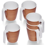 6 Stück Melamin Tasse 350 ml ideal für Camping - Bambi Braun - Stapelbar - 6 Personen Holzoptik Trinkbecher Kaffeetasse Kaffeebecher