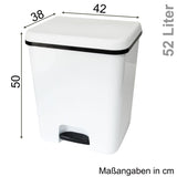 Mülleimer Treteimer 52 Liter eckig 42x38x50cm Kunststoff - Duoeimer mit Trennschiene Pedal Küche Pedaleimer Papierkorb Eimer Abfalleimer Abfallbehälter Mülltonne Müll Mistkübel