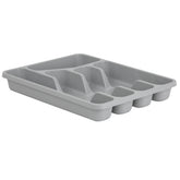 Besteckkasten 5 Fächer - grau - 33,5x25,5x4,5 cm - Besteckeinsatz für Schubladen Organizer Schubladeneinsatz Besteckbox Kunststoff Box