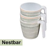 Melamin 4 Tassen 350 ml ideal für Camping - Smaragd Grün - Stapelbar - Steingutoptik Trinkbecher Kaffeetasse Kaffeebecher