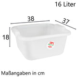 2x Schüssel 16 Liter quadratisch 38x37x18 cm weiß - Lebensmittelecht aus LDPE-Kunststoff - Haushaltsschüssel Waschschüssel Universal Küchenschüssel Spülschüssel Kunststoff Fußbad Pflege - nestbar