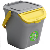 Stapelbarer Müllsortierer 28 Liter Grau mit Farbigem Faltdeckel 39x37x41 cm Mülleimer Mülltonne Mülltrennsystem Recyclingtonne verschließbarer Deckel