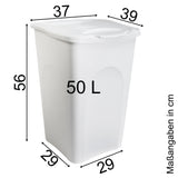 Wäschekorb 50 Liter groß mit Deckel - Wäschesammler ohne Löcher 39x37x55cm Wäschebox Wäschesortierer Haushaltskorb Korb Haushalt Kunststoff Wäschetruhe Wäschetonne Wäschesack