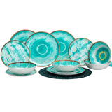 Melamin Geschirrset für 4 Personen - 12 Teile in Türkis - Campinggeschirr Geschirrset Tafelgeschirr Spülmaschinengeeignet Tableware Outdoor Camping