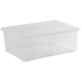 AUFBEWAHRUNGSBOX 68 Liter - Aufbewahrungsbox mit Deckel - 71x47x25cm - transparent klar - stapelbar - Kunststoff Box Stapelkiste Unterbettkommode Büro