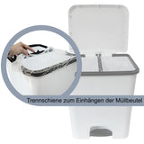 Mülleimer Treteimer 52 Liter eckig 42x38x50cm Kunststoff - Duoeimer mit Trennschiene Pedal Küche Pedaleimer Papierkorb Eimer Abfalleimer Abfallbehälter Mülltonne Müll Mistkübel