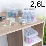 AUFBEWAHRUNGSBOX - 2,6 Liter - Aufbewahrungsbox mit Deckel - 24x14x12cm - transparent klar - stapelbar - Kunststoff Box Stapelkiste Ordnungsbox Büro DIY