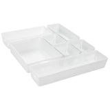 Schubladen Organizer - 6 cm hoch - 7 Teile in 5 Größen - für 48x40 Schublade Aufbewahrungsbox weiß - Ordnungssystem