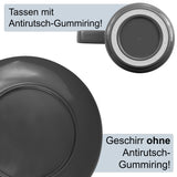 Melamin Geschirr Set Jesolo Grün für 2 Personen - 8 Teile - mit 90°C-Tassen aus ABS-Kunstsoff mit Antislip-Funktion - Steingutoptik Spülmaschinengeeignet - Campinggeschirr Wohnwagen Camping Festival