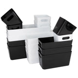 Schubladen Organizer 10 cm hoch - 16 Teile - weiß und schwarz - in 3 Größen - Schubladeneinsatz passend für 2 Schubladen von 30 x 50 cm