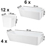 Schubladen Organizer 22 Teile Set - 90x40x10 cm - in 3 Größen - Schubladeneinsatz