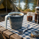 Melamin 4 Tassen 350 ml ideal für Camping - Mondgranit - Stapelbar - Steingutoptik Trinkbecher Kaffeetasse Kaffeebecher