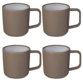 ABS Camping Tassenset non-slip elegante Farben 4 Tassen je 350 ml - braun weiß Campinggeschirr Geschirr Personen Picknick Camping Outdoor