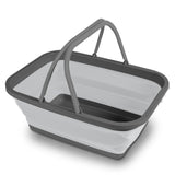 2x Faltbarer Schüssel mit Tragehenkel - rechteckig - 10 Liter - 38x29x15 cm gefaltet 5 cm hoch - grau - Waschschüssel Spülschüssel Wasserschüssel - Kunststoff Spüle