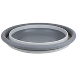 2x Faltbarer Schüssel - rund - 9 Liter - D-37,5x14 cm - gefaltet 5 cm - grau Waschschüssel Spülschüssel Wasserschüssel - Kunststoff Spüle