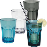 4x Campingglas aus Acryl 400ml - Trinkglas Acrylglas Wasserglas Kunststoff Camping Garten Echtglasoptik Picknick Becher Kinder Senioren Longdrink Coktail