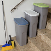 3x 40 Liter Mülleimer Rollen Schmal Deckel Müllsackhalterung Recycling Mülltrennung Abfalleimer Abfallbehälter Müll Küche rechteckig Abfallsammler Kunststoff Eimer Mülltonne