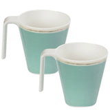 Melamin Tassenset türkis-weiß 2 Tassen je 350 ml - Campinggeschirr Geschirr Personen Picknick Camping Outdoor