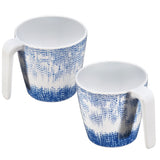Melamin 2 Tassen 350 ml ideal für Camping - Wish Flower - Pusteblume - Stapelbar - Steingutoptik Trinkbecher Kaffeetasse Kaffeebecher