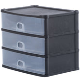 Schubladenbox 33x25 DINA4 schwarz-transparent Drawer - Schubladenbox Kunststoff Drawer Tower Box Organizer für Schreibtisch Easy-Pull-System