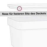 Ordnungsbox mit Deckel - stapelbar - DINA4-Format - 18 cm hoch - 36,5x26x18 cm - 15 Liter - Ordnungskorb Schubladenorganizer Organizerbox Ordnungssystem Kunststoff Aufbewahrung Schrank Bad