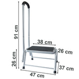 Caravan Trittstufe 45x37x26 cm mit Haltegriff aus Stahl bis zu 150kg belastbar mit Anti-Rutsch-Trittfläche Einstiegshilfe Einzeltritt Wohnwagen Wohnmobil Fußbank Trittleiter