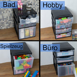 Schubladenbox DIN A4 mit transparenten Schubladen 34,5x26 cm - Kunststoff Drawer Tower Box Organizer für Schreibtisch Easy-Pull-System
