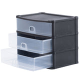 37700 - Wham Schubladenbox mit 3 Schubladen 33x25x29cm DINA4 Schwarz-Transparent