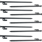 10 Stück Stahl Felsnagel 30 cm - rundes Profil Ø10mm - Schwarz Hering Zelthering harter Boden Zeltnagel Zeltpflock Erdspieß Camping Zubehör Outdoor Set