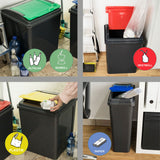2x 50 Liter + 2x 25 Liter Mülltonne Schwarz-Gelb-Blau-Grün-Rot Recyclingtonne mit abnehmbarem Klappdeckel - Schmal Küche Mistkübel Trash Bin Gelber Sack Groß Küchenabfalleimer Papiermülleimer