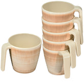 Melamin 6 Tassen 350 ml ideal für Camping - Jesolo Sand - Stapelbar - Steingutoptik Trinkbecher Kaffeetasse Kaffeebecher
