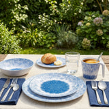 Melamin Geschirr Set Wish Flower Blau für 2 Personen - 8 Teile - Pusteblume Steingutoptik